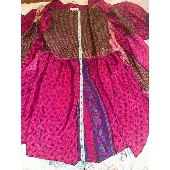 KAOHINANI RECYCLED SILK PATCHWORK JACKET SMOCK SHIRT SUSTAINABLE ECO - Picture 4 of 4